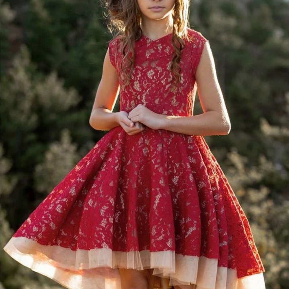 NWT Girls Joyfolie 10 Hazel Red Dress Holiday Christmas Lace Vintage